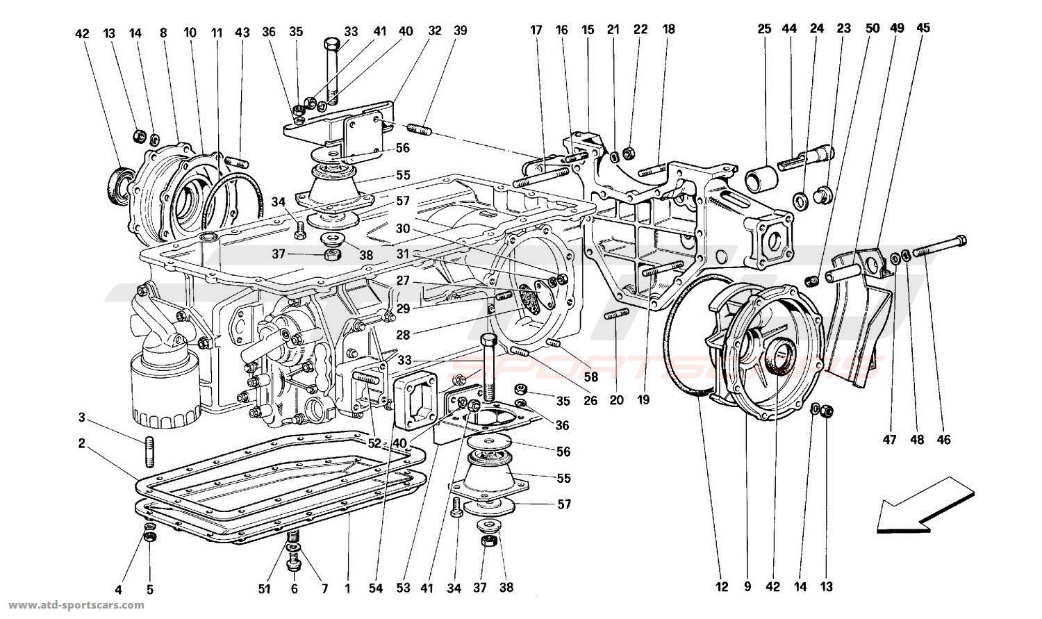 Ferrari 512M GEARBOX - MOUNTING AND COVERS