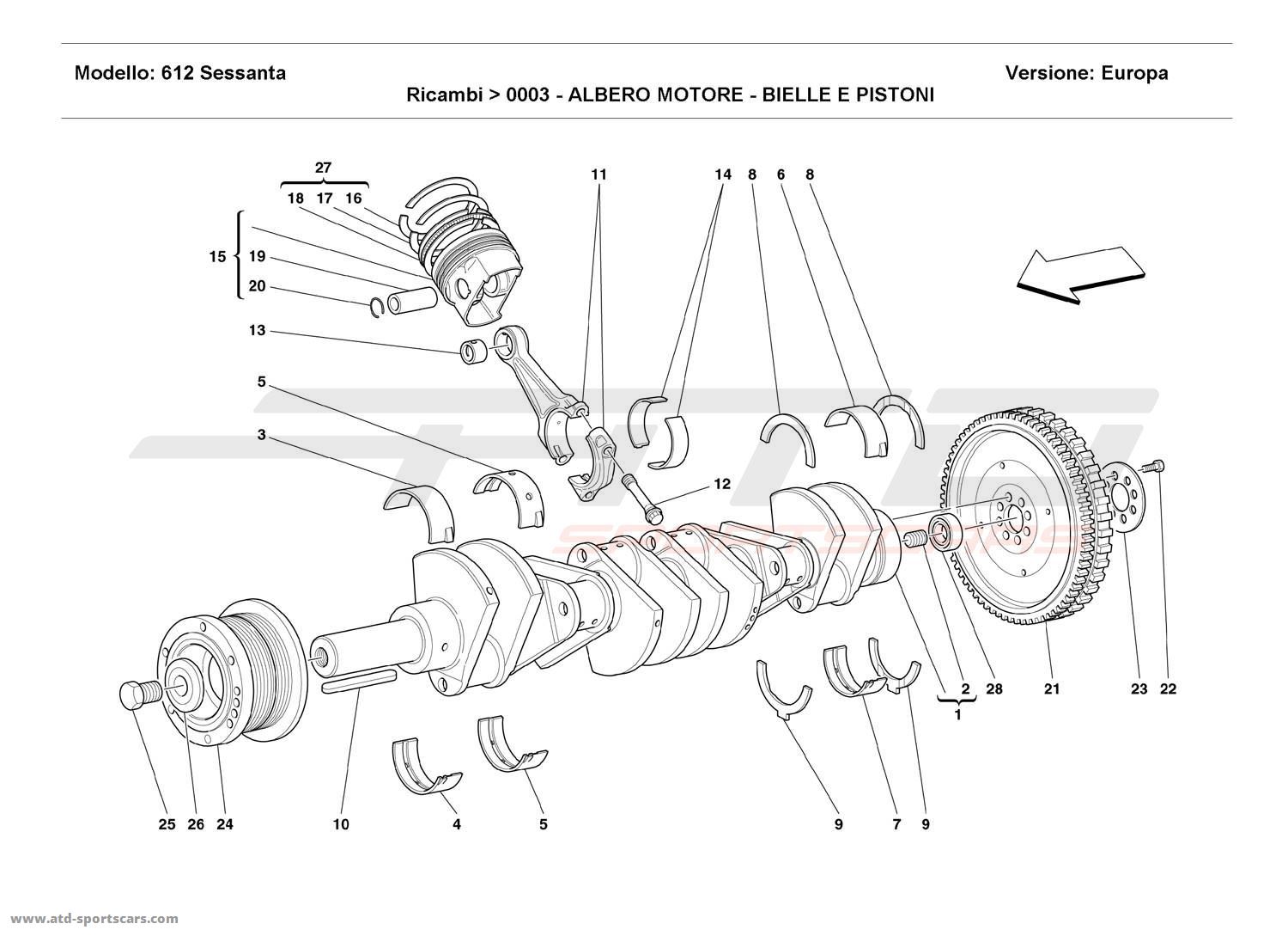 Ferrari 612 Sessanta DRIVING SHAFT - CONNECTING RODS AND PISTONS