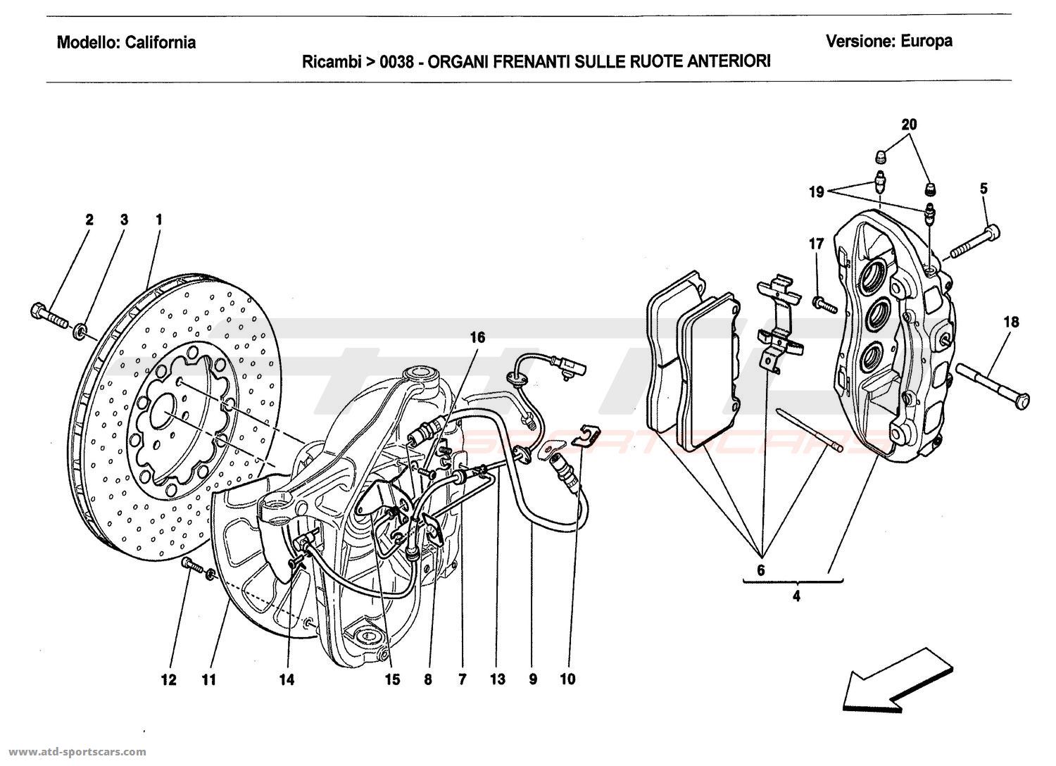 FRONT WHEEL BRAKE SYSTEM COMPONENTS