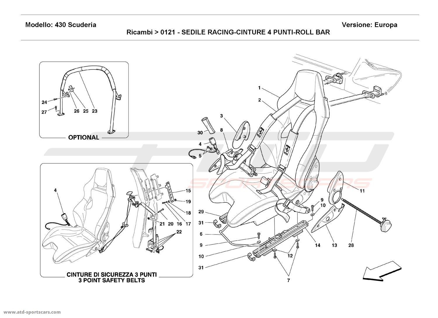 Ferrari F430 Scuderia RACING SEAT-4 POINT BELTS-ROLL BAR parts at ATD ...