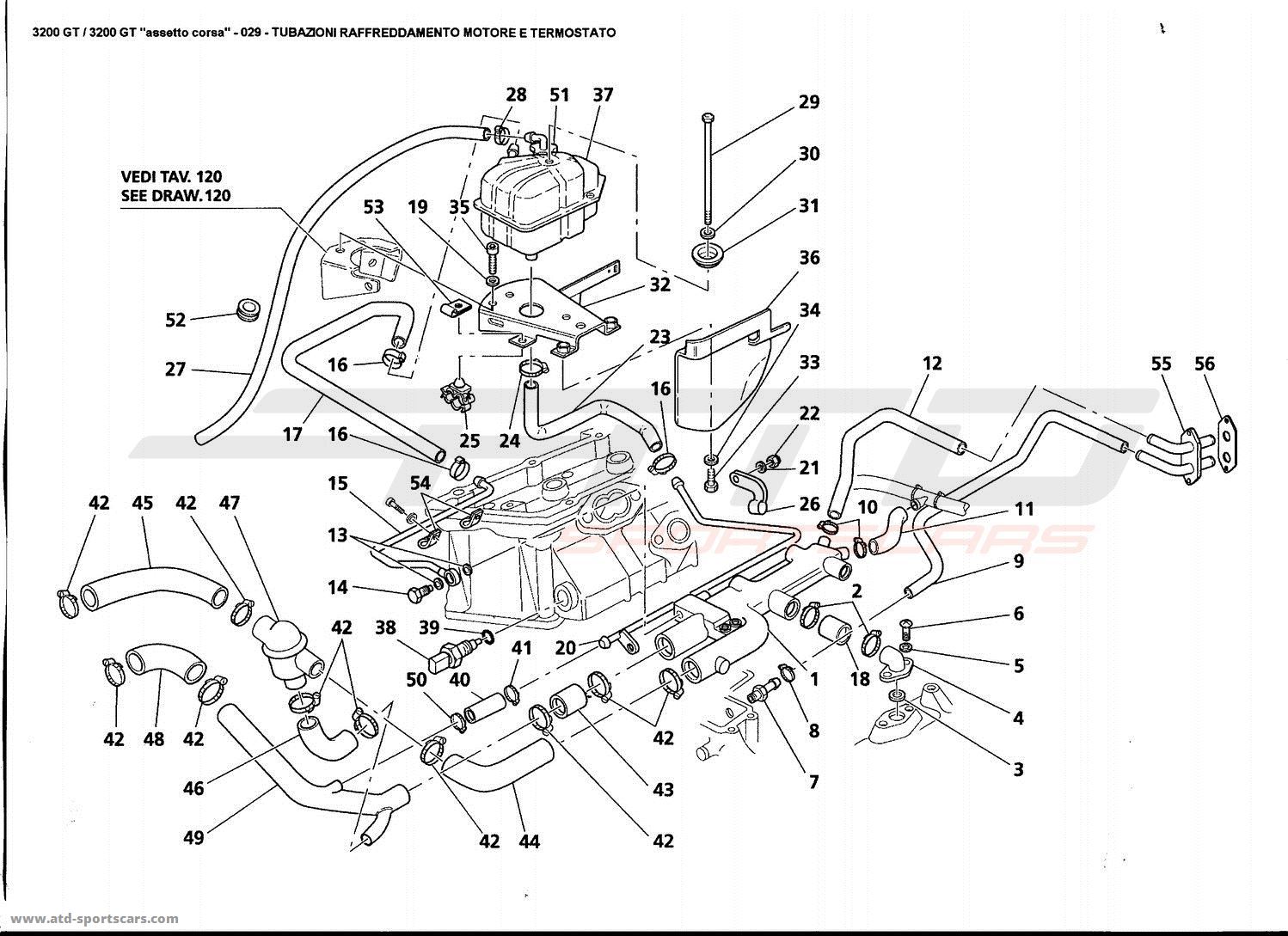 ENGINE COOLING PIPES AND THERMOSTAT
