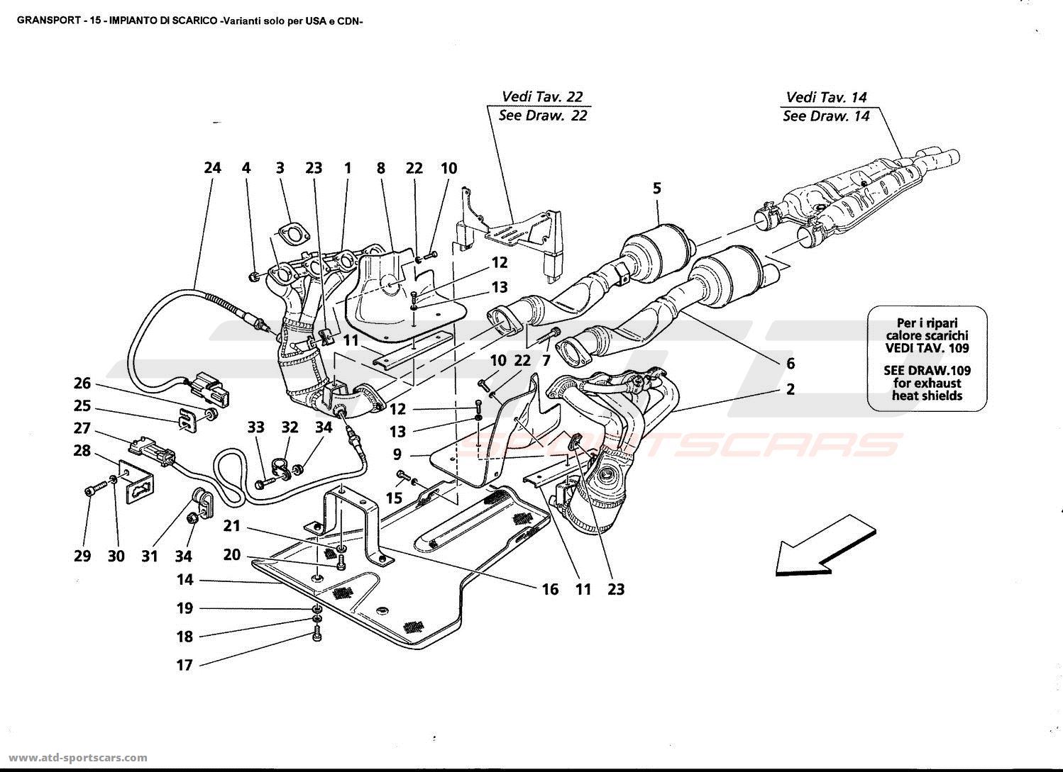 EXHAUST SYSTEM -Variations for USA and CDN-