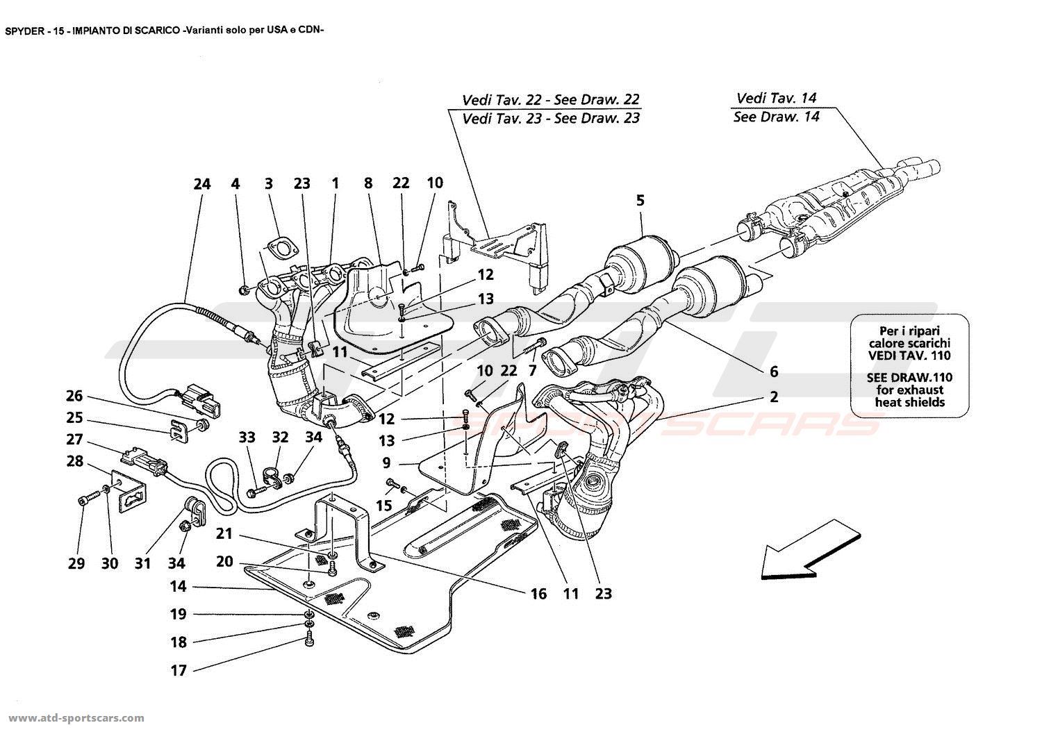 EXHAUST SYSTEM -Variations for USA and CDN-