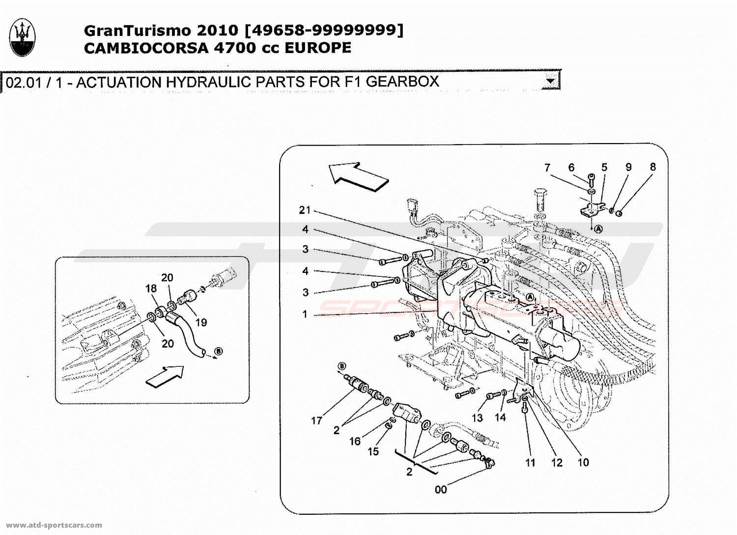 ACTUATION HYDRAULIC PARTS FOR F1 GEARBOX
